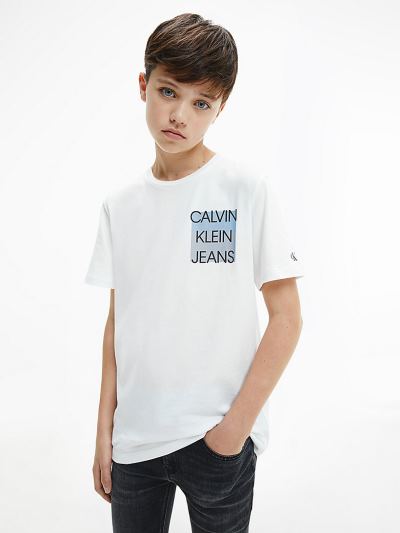 Calvin Klein Ruhák HU848959 | Calvin Klein Organic Cotton Logo Fiu Póló Világos Fehér